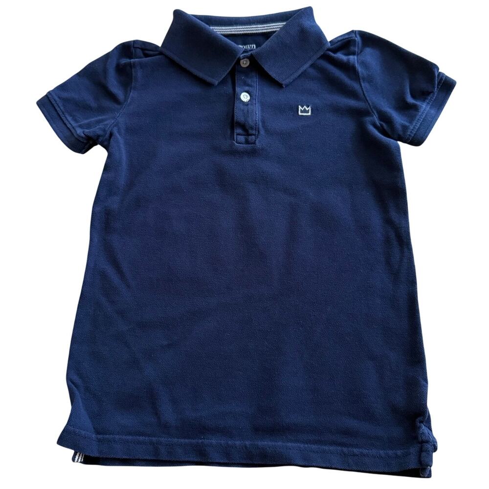 Crown & Ivy Kids Navy Blue Polo Shirt Pique Knit Short Sleeve Preppy‎ Size 5
